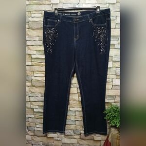 Westport W62 Signature Fit Size 18 Straight Leg Dark Sequined Jeans